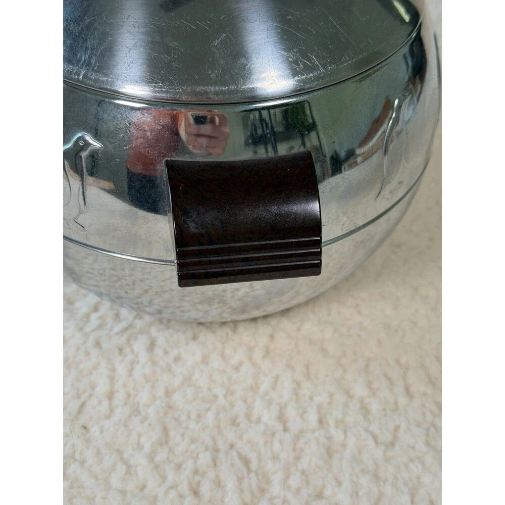 Vintage West Bend Penguin Chrome Hot/Cold Server Ice Bucket Bakelite Handles MCM